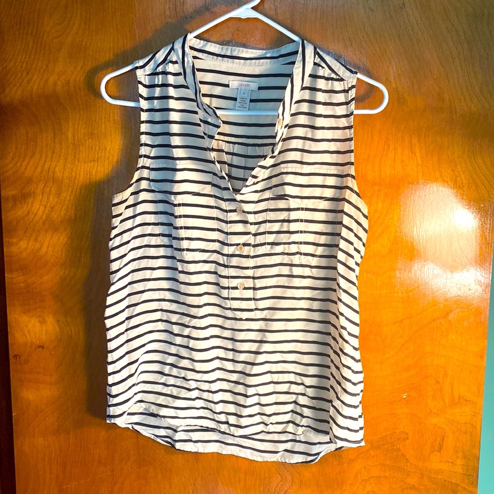Silk J.Crew sleeveless striped blouse
